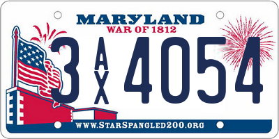 MD license plate 3AX4054