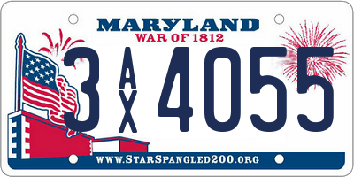 MD license plate 3AX4055