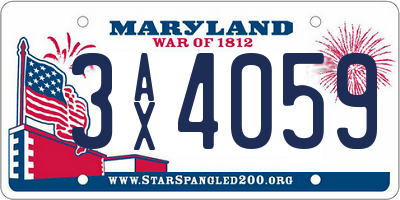 MD license plate 3AX4059