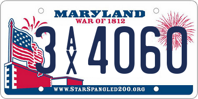 MD license plate 3AX4060