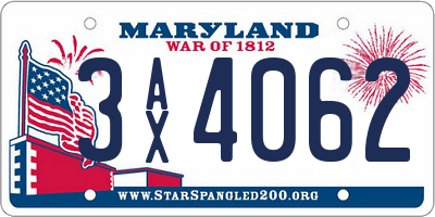 MD license plate 3AX4062