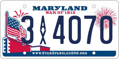 MD license plate 3AX4070