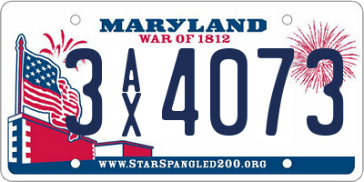 MD license plate 3AX4073