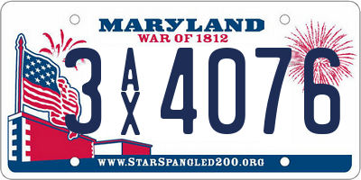 MD license plate 3AX4076