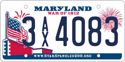 MD license plate 3AX4083