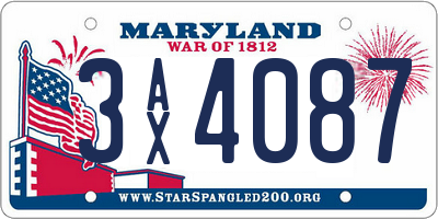 MD license plate 3AX4087