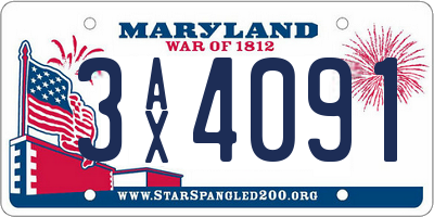 MD license plate 3AX4091