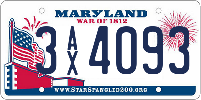 MD license plate 3AX4093