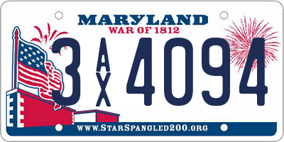 MD license plate 3AX4094
