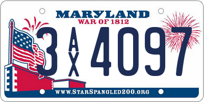 MD license plate 3AX4097