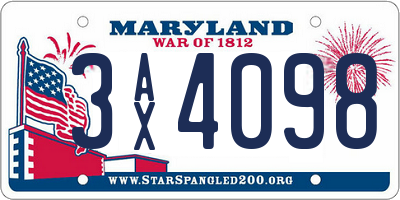 MD license plate 3AX4098