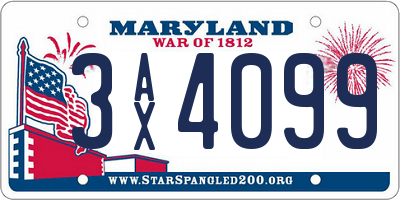MD license plate 3AX4099