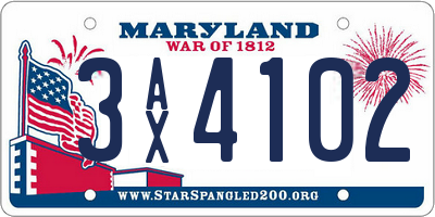 MD license plate 3AX4102