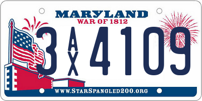 MD license plate 3AX4109