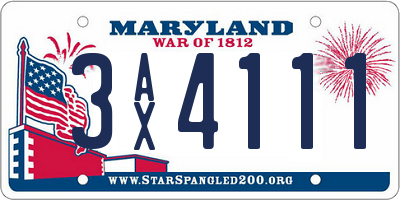 MD license plate 3AX4111