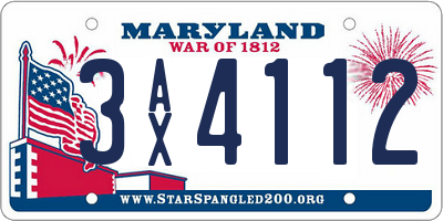 MD license plate 3AX4112