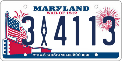 MD license plate 3AX4113