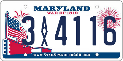 MD license plate 3AX4116