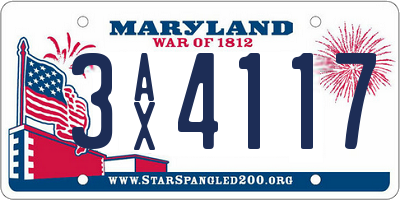 MD license plate 3AX4117