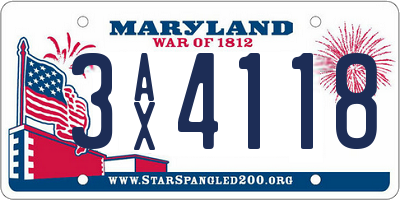 MD license plate 3AX4118