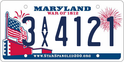 MD license plate 3AX4121