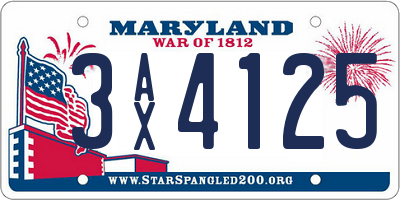 MD license plate 3AX4125