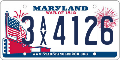 MD license plate 3AX4126