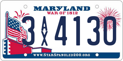 MD license plate 3AX4130