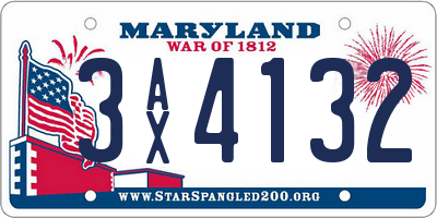 MD license plate 3AX4132