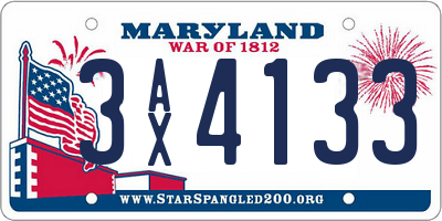 MD license plate 3AX4133