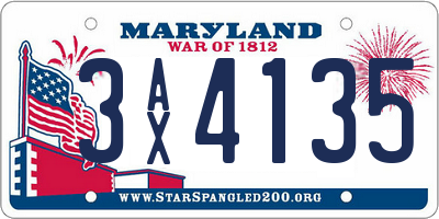 MD license plate 3AX4135