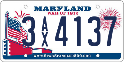 MD license plate 3AX4137