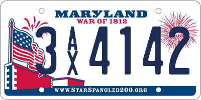 MD license plate 3AX4142