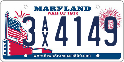 MD license plate 3AX4149