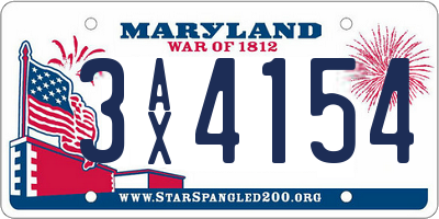 MD license plate 3AX4154