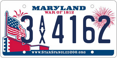 MD license plate 3AX4162