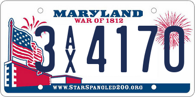 MD license plate 3AX4170