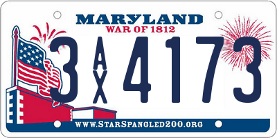 MD license plate 3AX4173