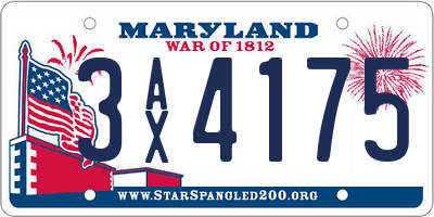 MD license plate 3AX4175