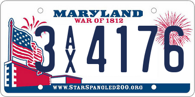 MD license plate 3AX4176