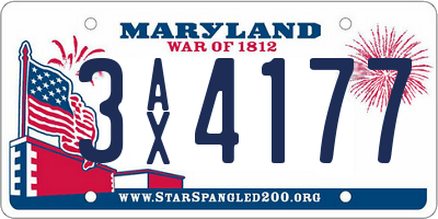 MD license plate 3AX4177