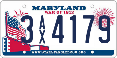 MD license plate 3AX4179