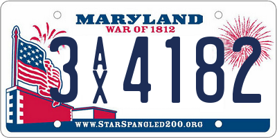 MD license plate 3AX4182