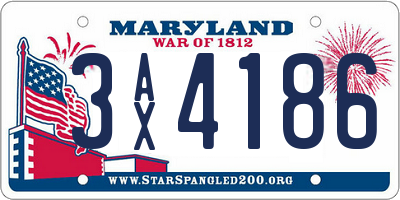 MD license plate 3AX4186
