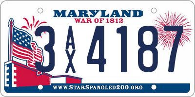 MD license plate 3AX4187
