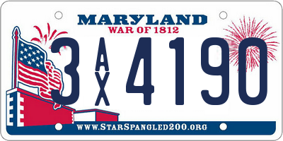 MD license plate 3AX4190
