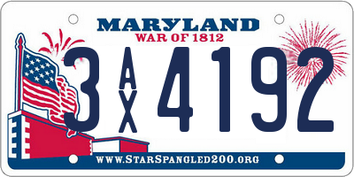 MD license plate 3AX4192