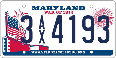 MD license plate 3AX4193
