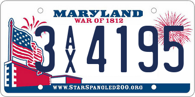 MD license plate 3AX4195