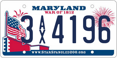 MD license plate 3AX4196